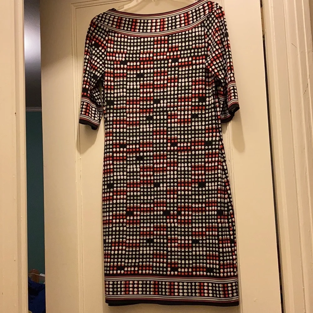 Studio M work dress fun polka dots pink white black gray - Picture 1 of 7